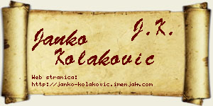 Janko Kolaković vizit kartica